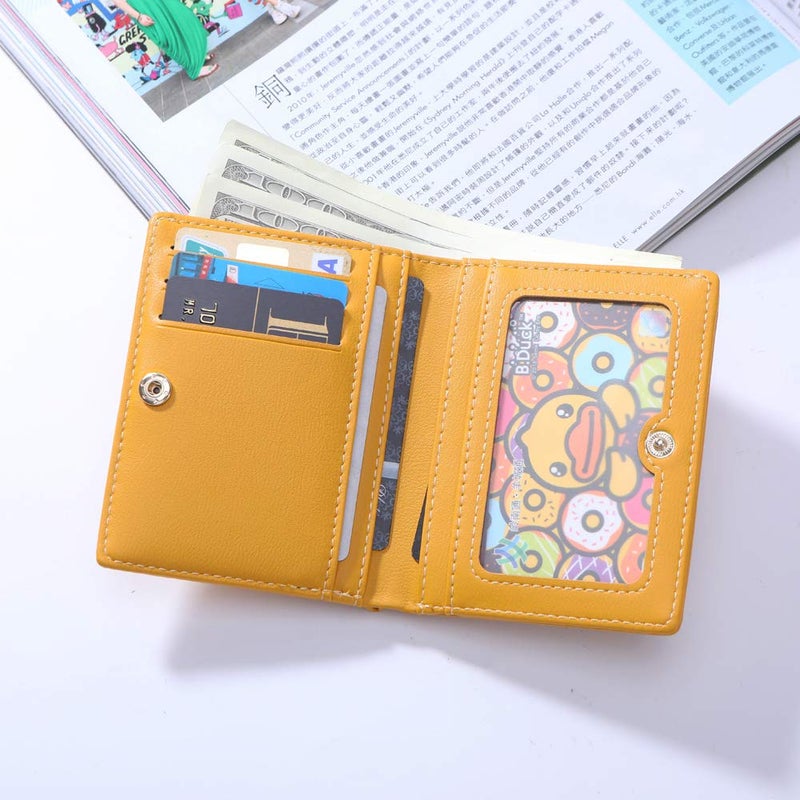 AnnabelZ Women Wallets Small Bifold Leather Pocket Wallet Ladies Mini Short Purse (Yellow) - Image 2